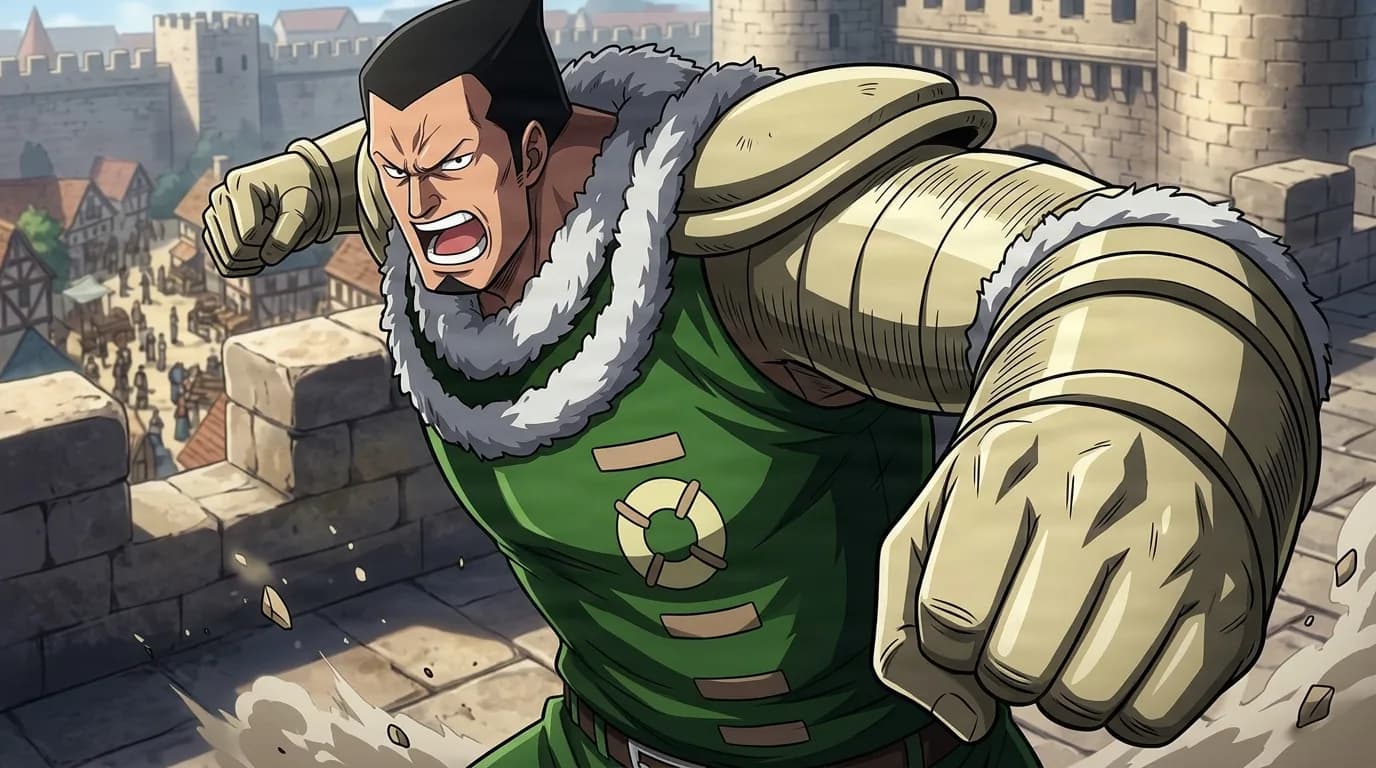 Dalton from One Piece in a close-framed cel-shaded anime scene with a detailed environment