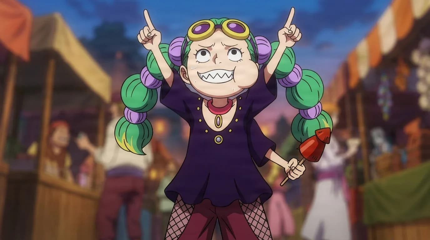 Dive de One Piece en una escena de anime de encuadre cerrado con sombreado cel y un entorno detallado.