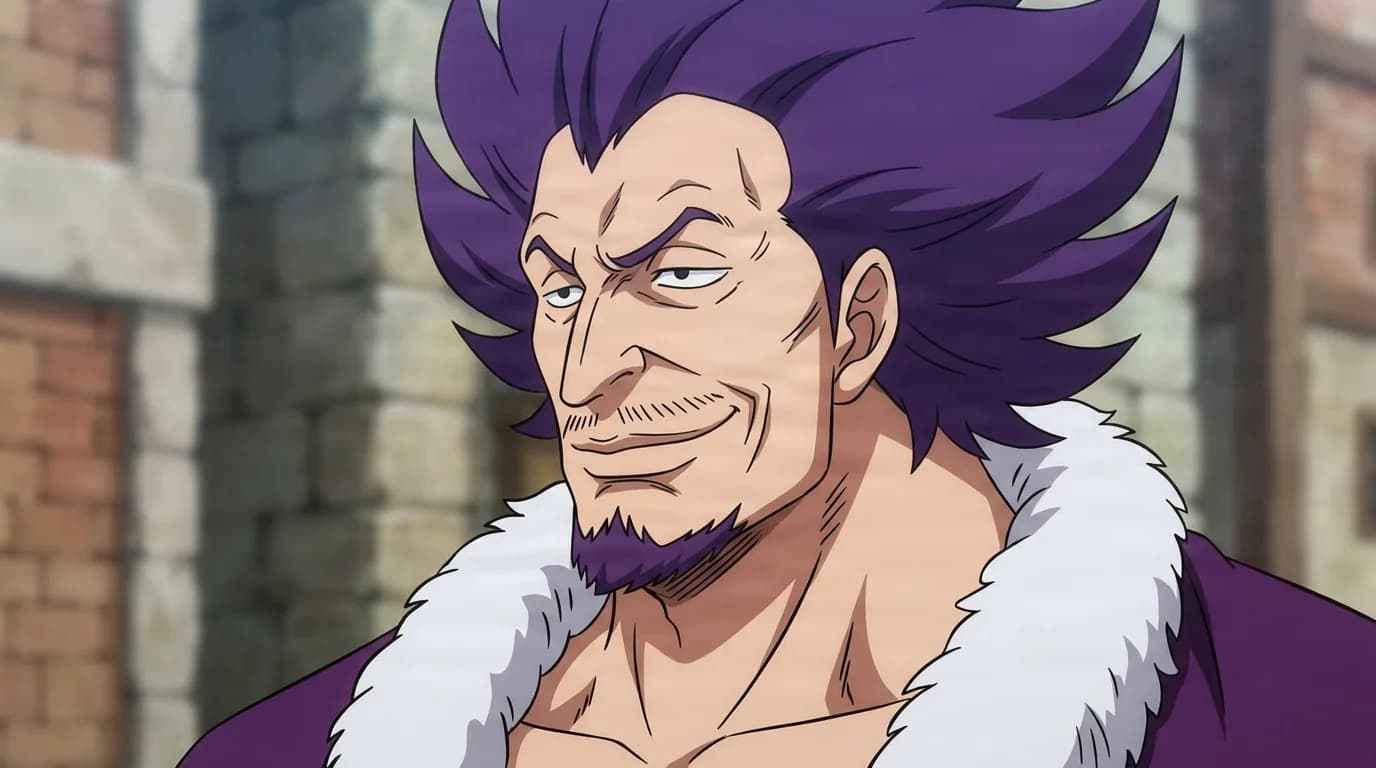 『ONE PIECE』のキャラクター、ドウナンノヨ。細部まで描き込まれた背景を伴う、クローズアップのセル画調アニメシーンとして描かれている。