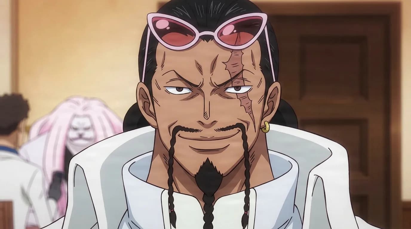 Jabra from One Piece in a close-framed cel-shaded anime scene with a detailed environment