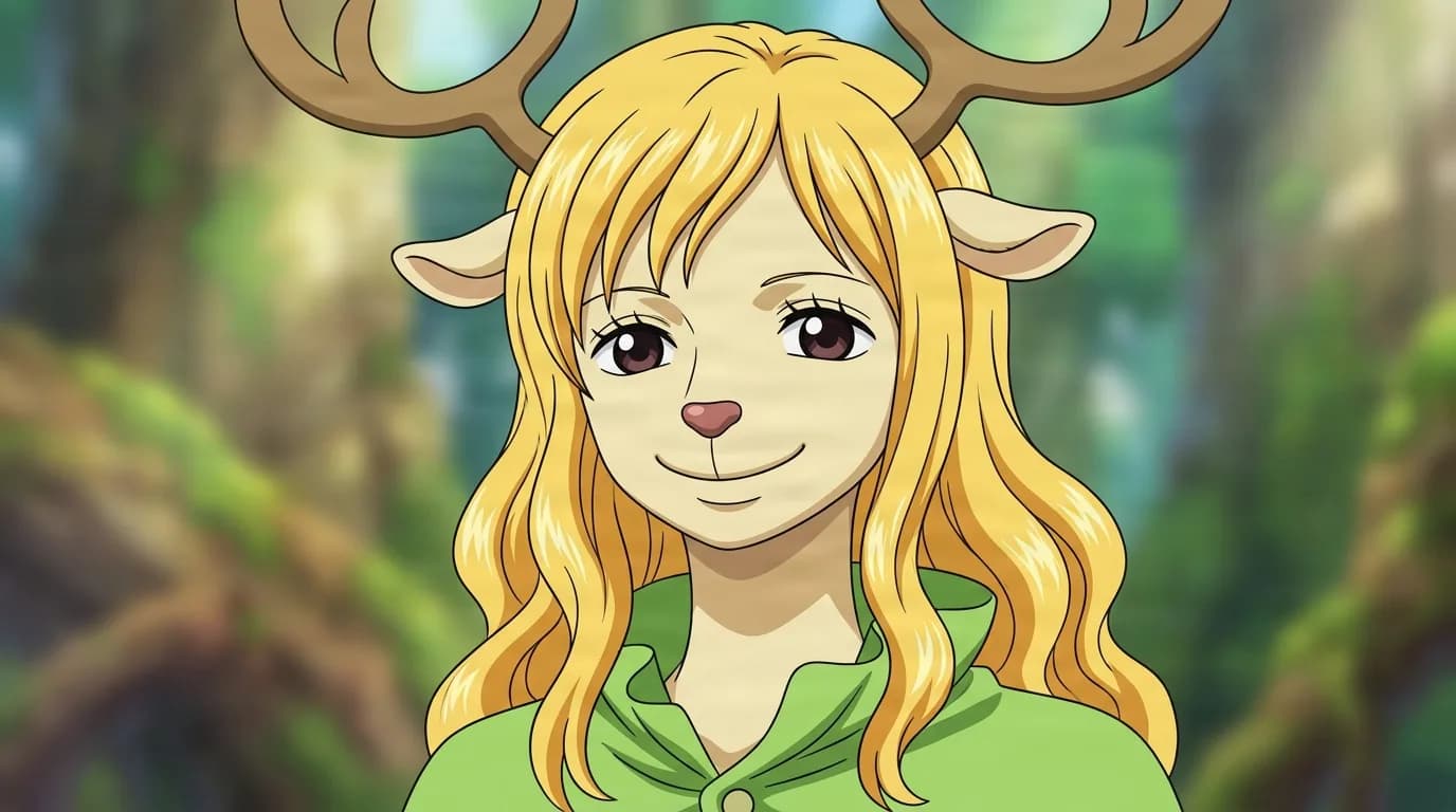 Milky from One Piece in a close-framed cel-shaded anime scene with a detailed environment