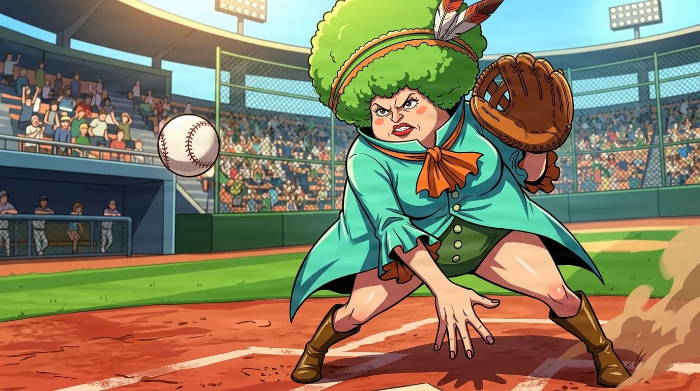 Miss Thursday from One Piece in a close-framed cel-shaded anime scene with a detailed environment