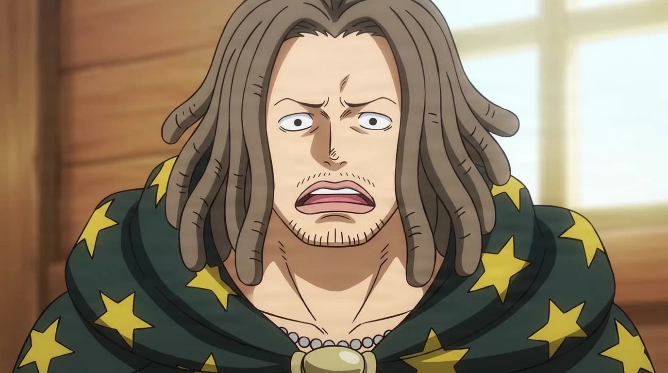 Yasopp from One Piece in a close-framed cel-shaded anime scene with a detailed environment
