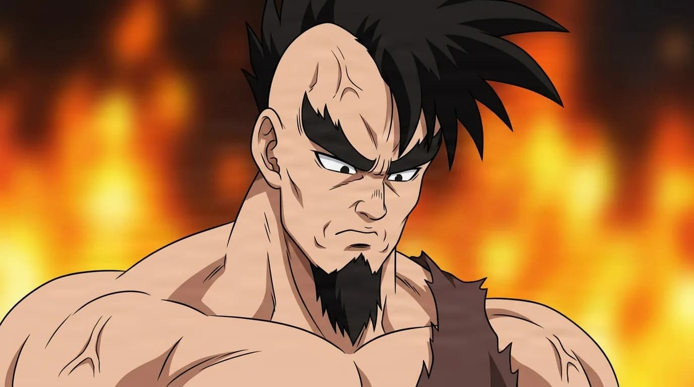 Bazuzu from One Punch Man in a close-framed cel-shaded anime scene with a detailed environment