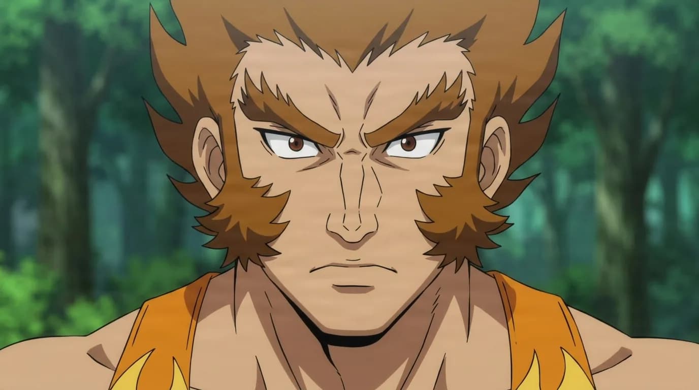 Enjoe from One Punch Man in a close-framed cel-shaded anime scene with a detailed environment