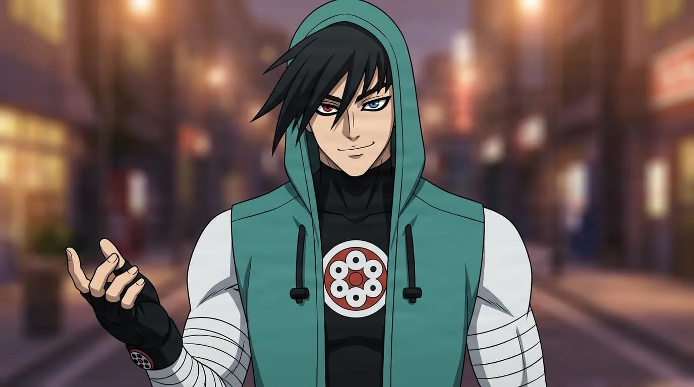 Gatlin from One Punch Man in a close-framed cel-shaded anime scene with a detailed environment
