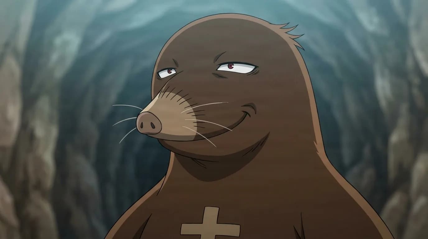 Ground Dragon from One Punch Man in a close-framed cel-shaded anime scene with a detailed environment