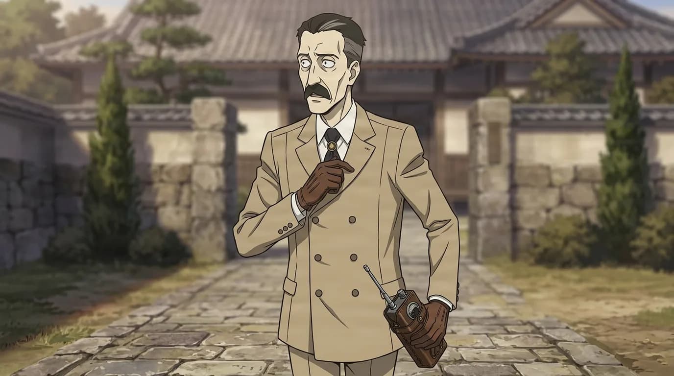 Donovan Desmond from Spy X Family in a close-framed cel-shaded anime scene with a detailed environment