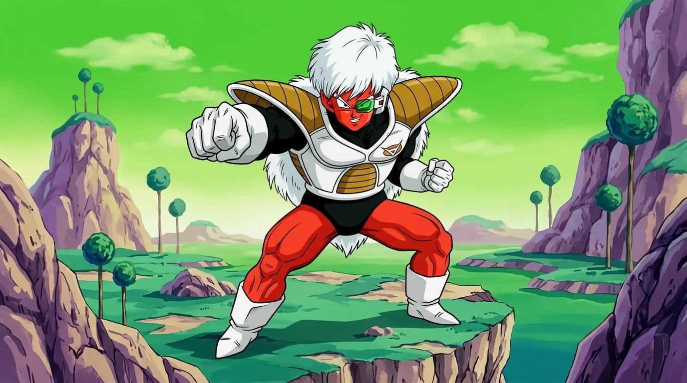 Jeice, the red-skinned white-haired member of the Ginyu Force in Frieza Force armor.