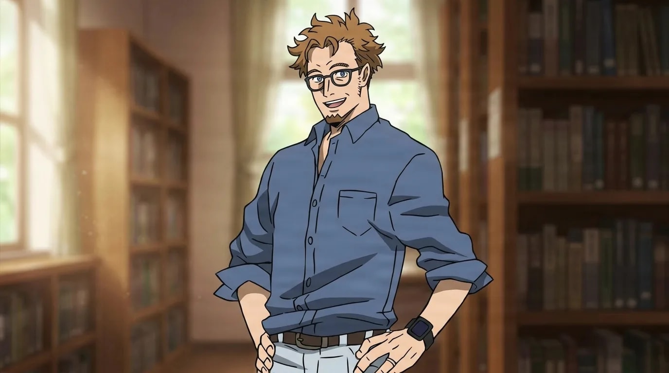 David Shield from My Hero Academia in a close-framed cel-shaded anime scene with a detailed environment