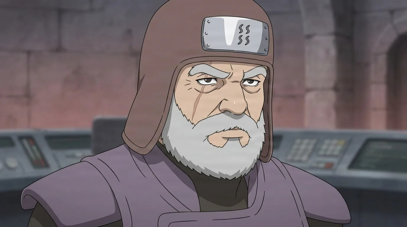 Anaguma from Naruto in a close-framed cel-shaded anime scene with a detailed environment