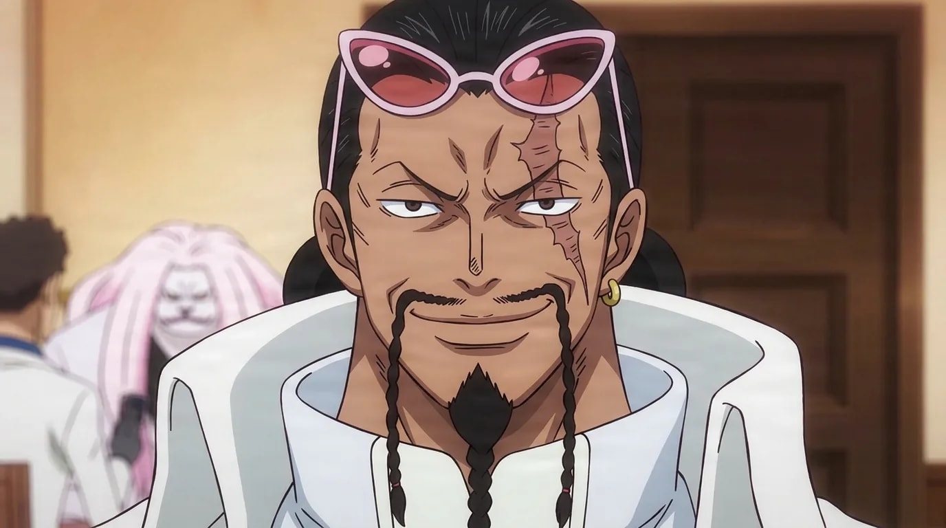 Jabra from One Piece in a close-framed cel-shaded anime scene with a detailed environment