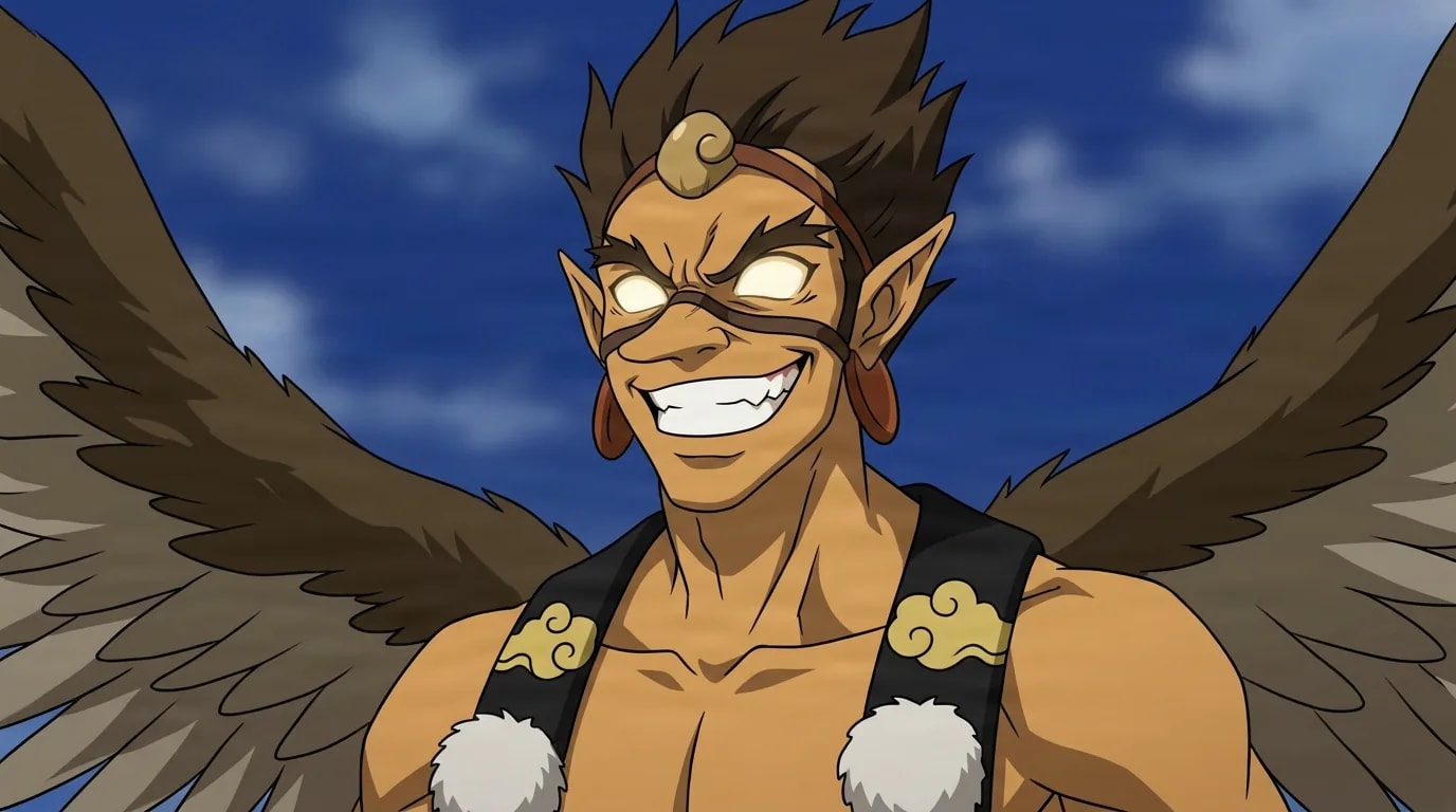 Eagle from One Punch Man in a close-framed cel-shaded anime scene with a detailed environment