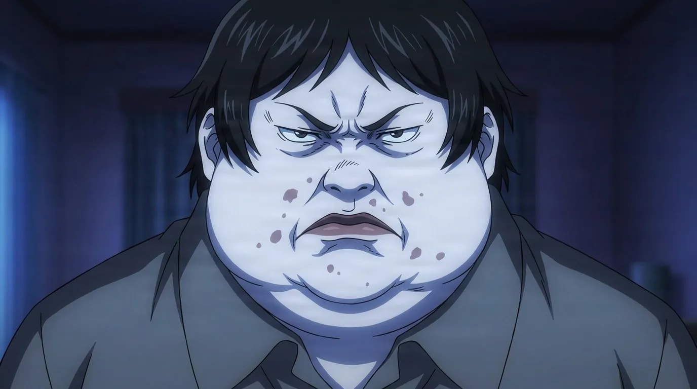 Pig God from One Punch Man in a close-framed cel-shaded anime scene with a detailed environment