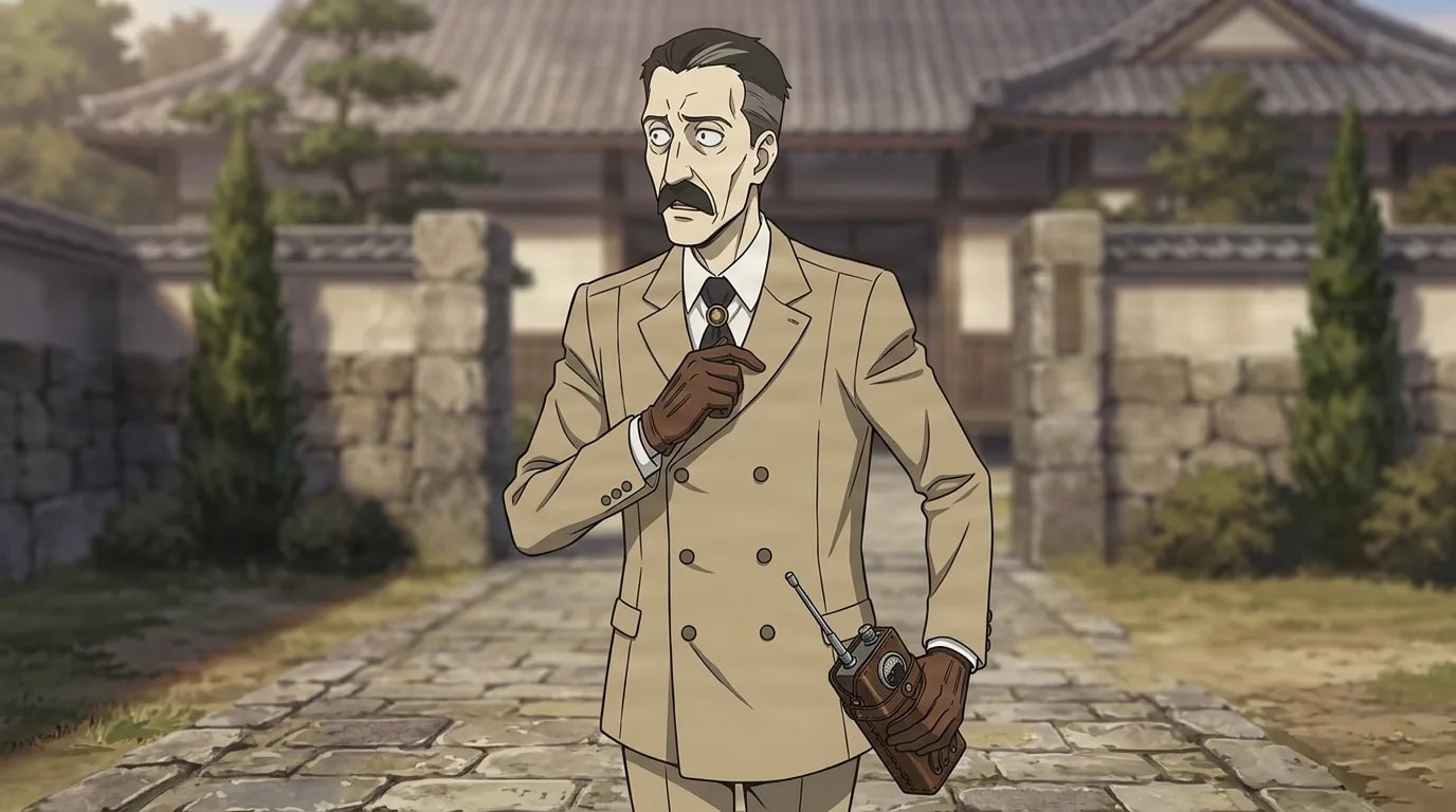 Donovan Desmond from Spy X Family in a close-framed cel-shaded anime scene with a detailed environment