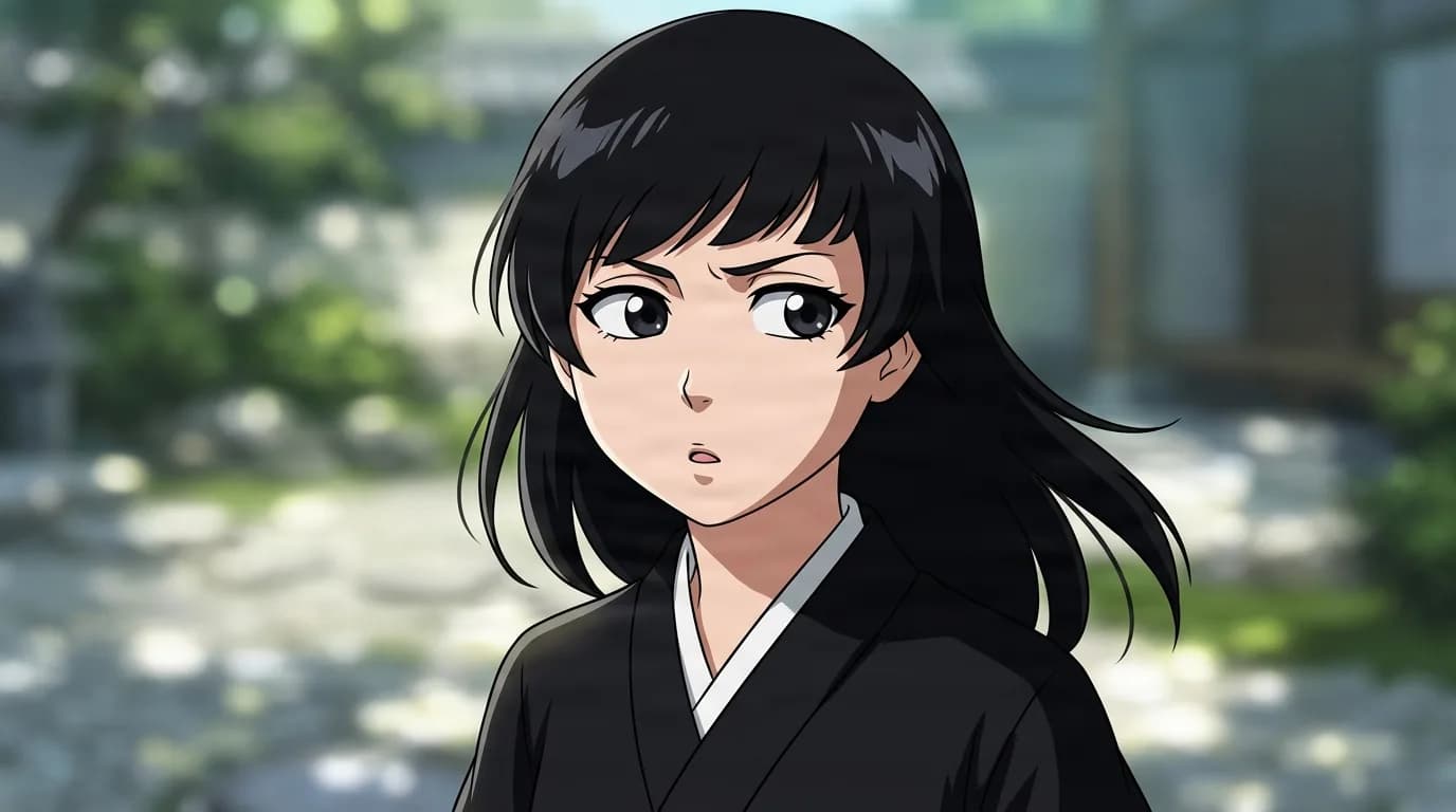 詳細な背景が描かれた、セル画調アニメのクローズアップシーンにおけるBLEACHの眠八號