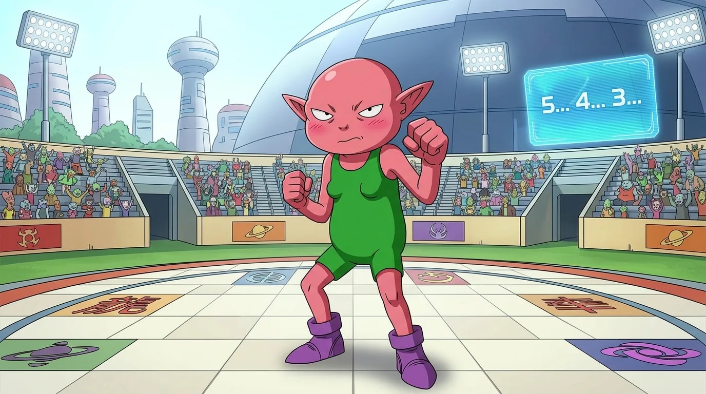 Monaka, un personaggio wagashi-seijin di Dragon Ball.