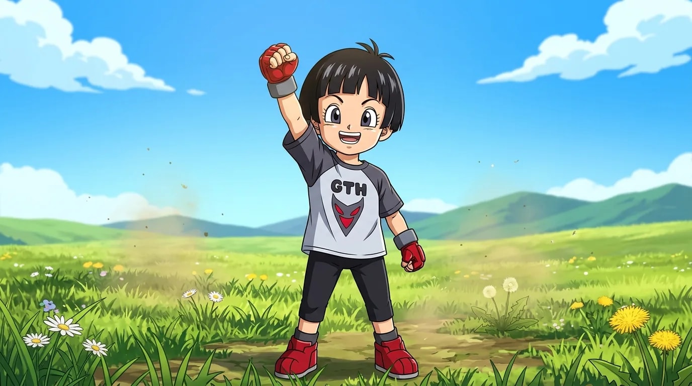 Pan, un personaje 1/4 saiyajín y 3/4 humano de Dragon Ball.