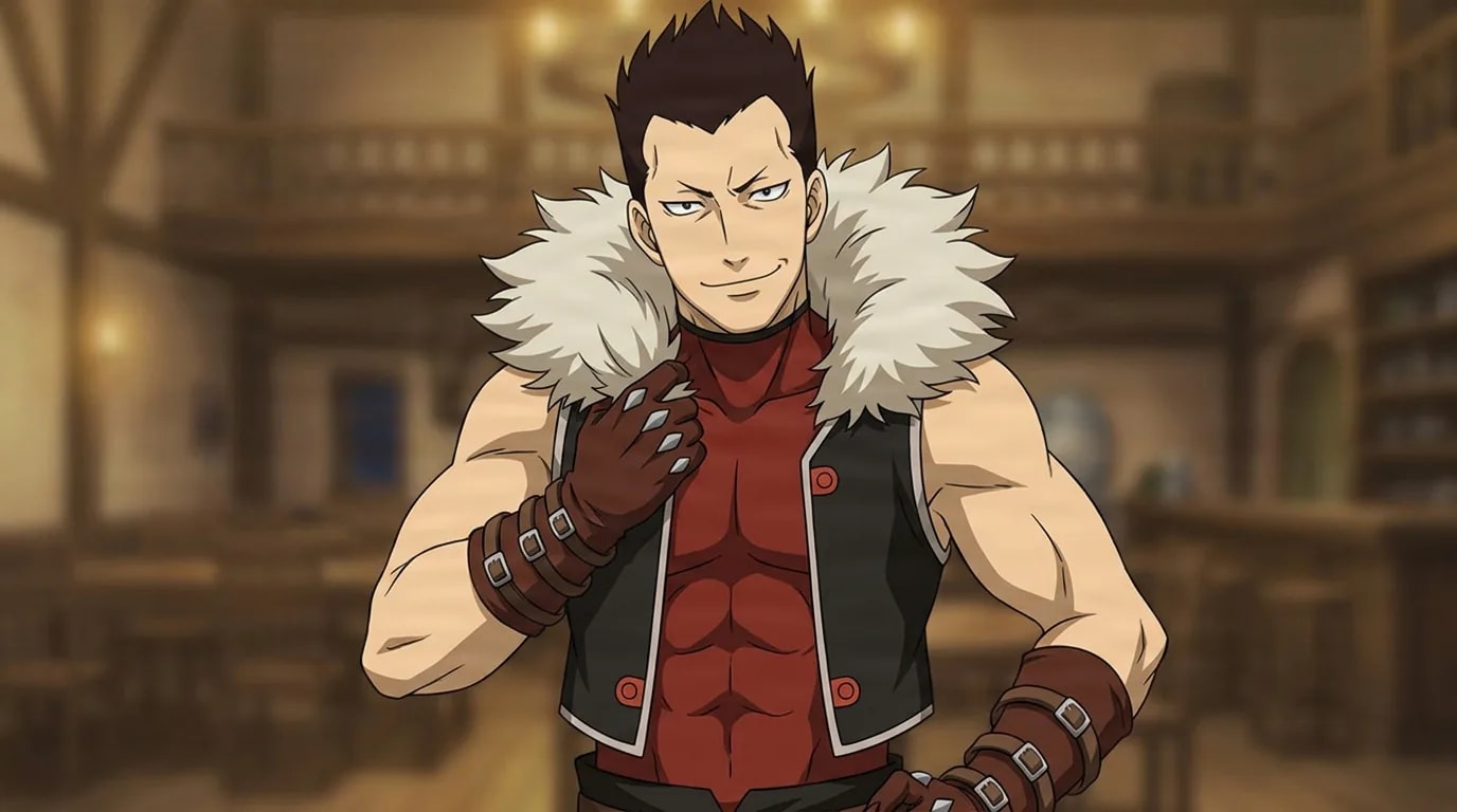 Greed from Fullmetal Alchemist in a close-framed cel-shaded anime scene with a detailed environment