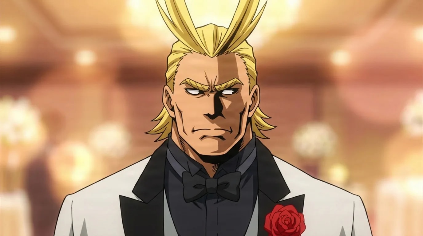 Valdo Gollini from My Hero Academia in a close-framed cel-shaded anime scene with a detailed environment