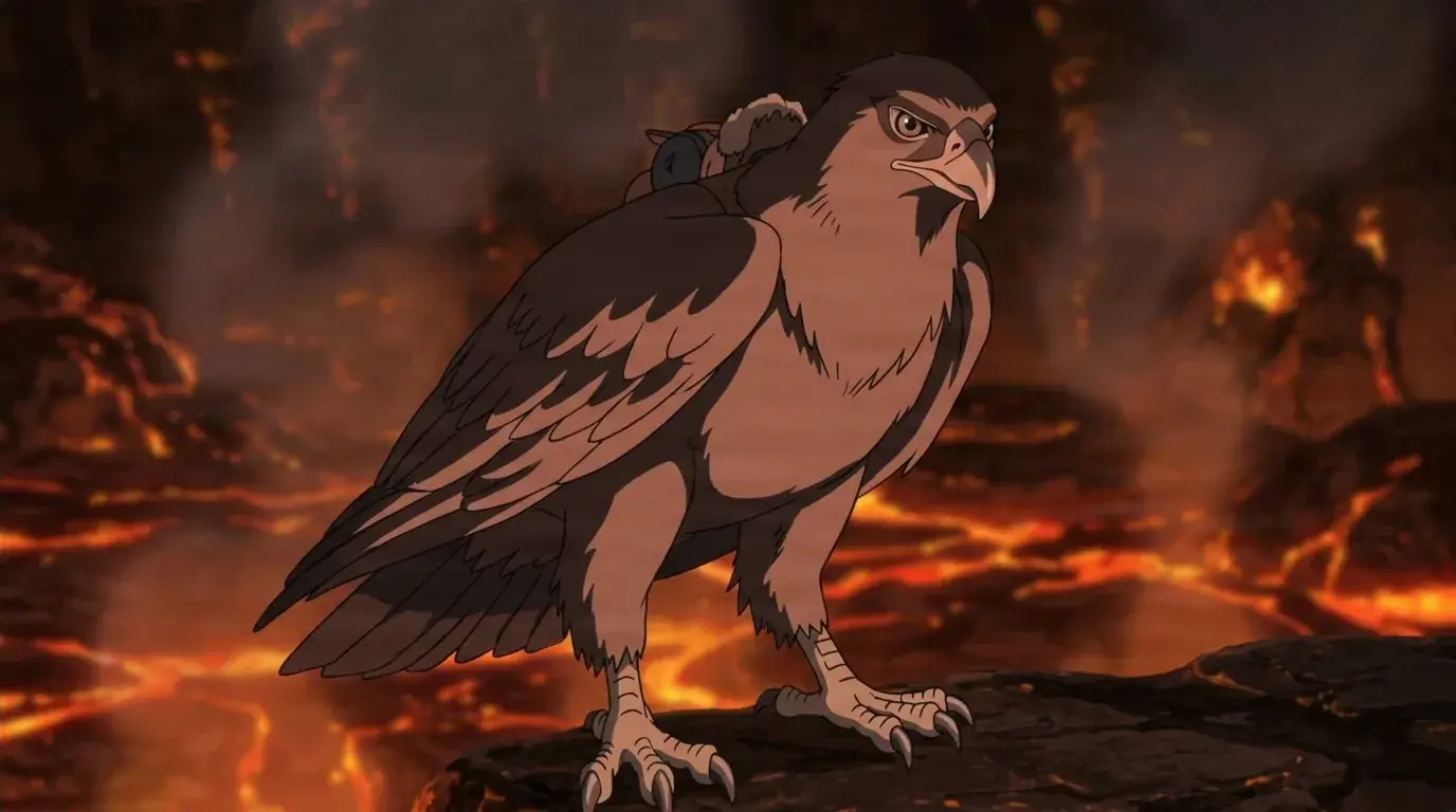 Garuda from Naruto in a close-framed cel-shaded anime scene with a detailed environment