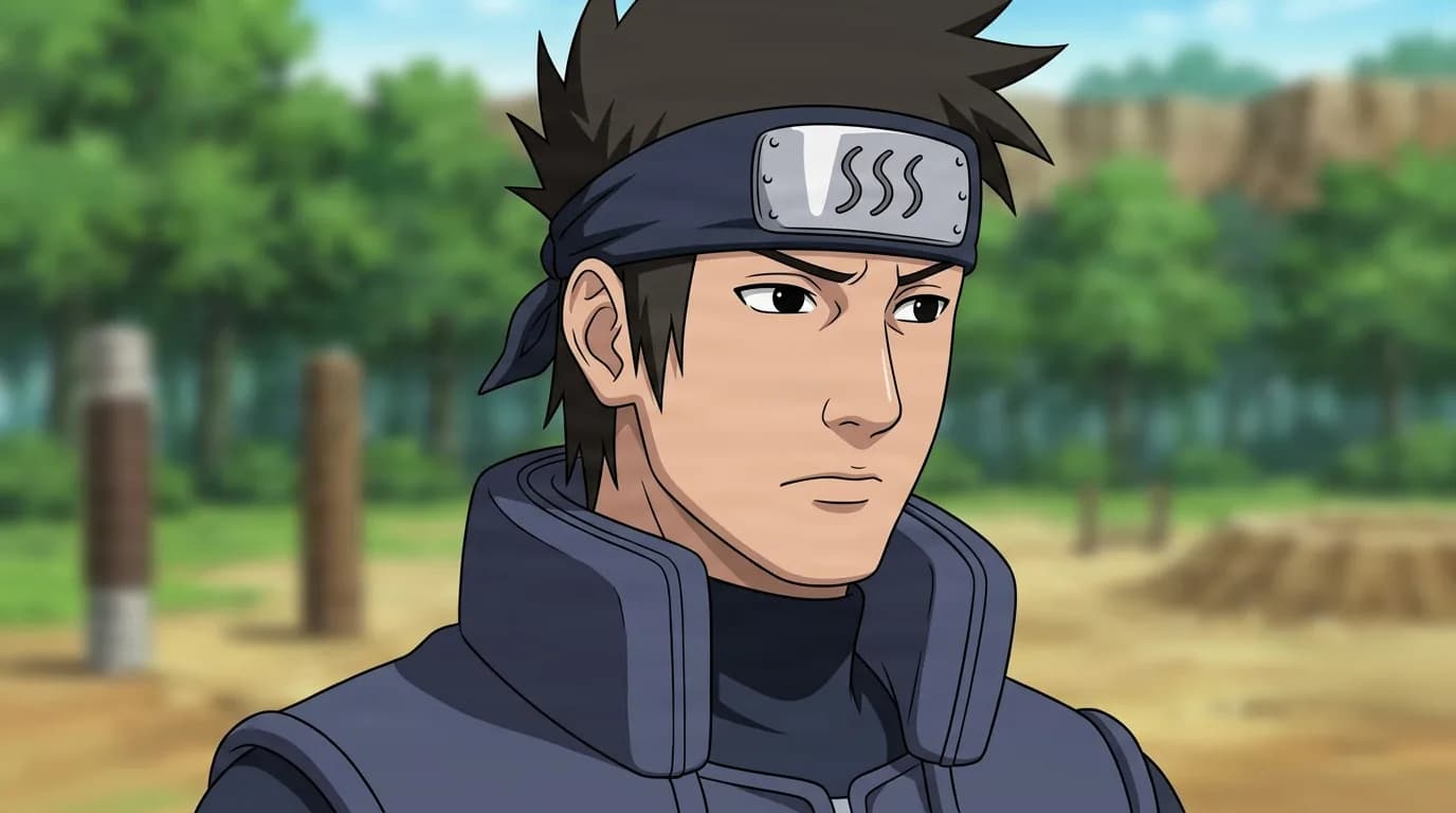 Iwato from Naruto in a close-framed cel-shaded anime scene with a detailed environment