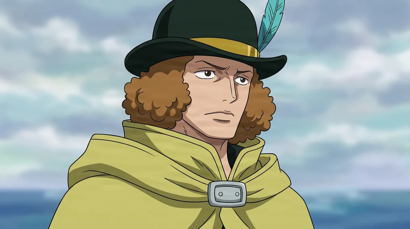 Bunny Joe from One Piece in a close-framed cel-shaded anime scene with a detailed environment