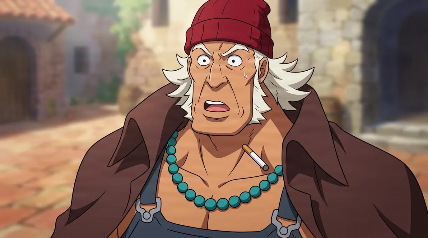 Diego from One Piece in a close-framed cel-shaded anime scene with a detailed environment